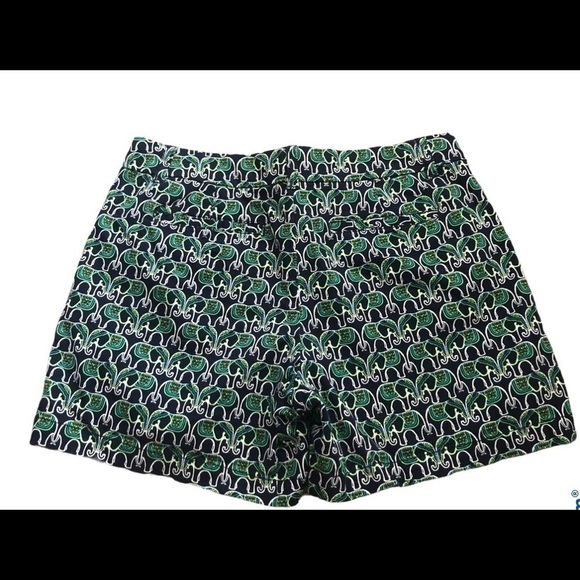 Crown & Ivy Elephant Print Navy Green Shorts 8 NEW Novelty Preppy University - Picture 2 of 5